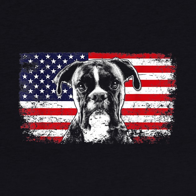 Boxer Dog American Flag Vintage Retro by Xamgi